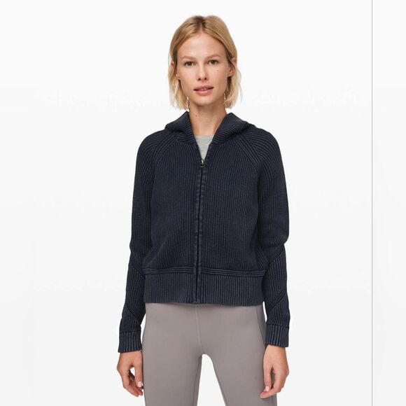 NWOT Lululemon Rest Assured Full Zip Hoodie Washed Midnight Navy Sz Small Ribbed - Picture 1 of 6